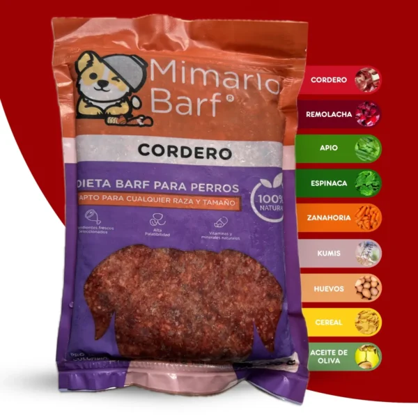 Dieta barf de cordero para perros